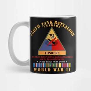 758th Tank Battalion - Tuskers  w SSI Name Tape WWII  EU SVC Mug